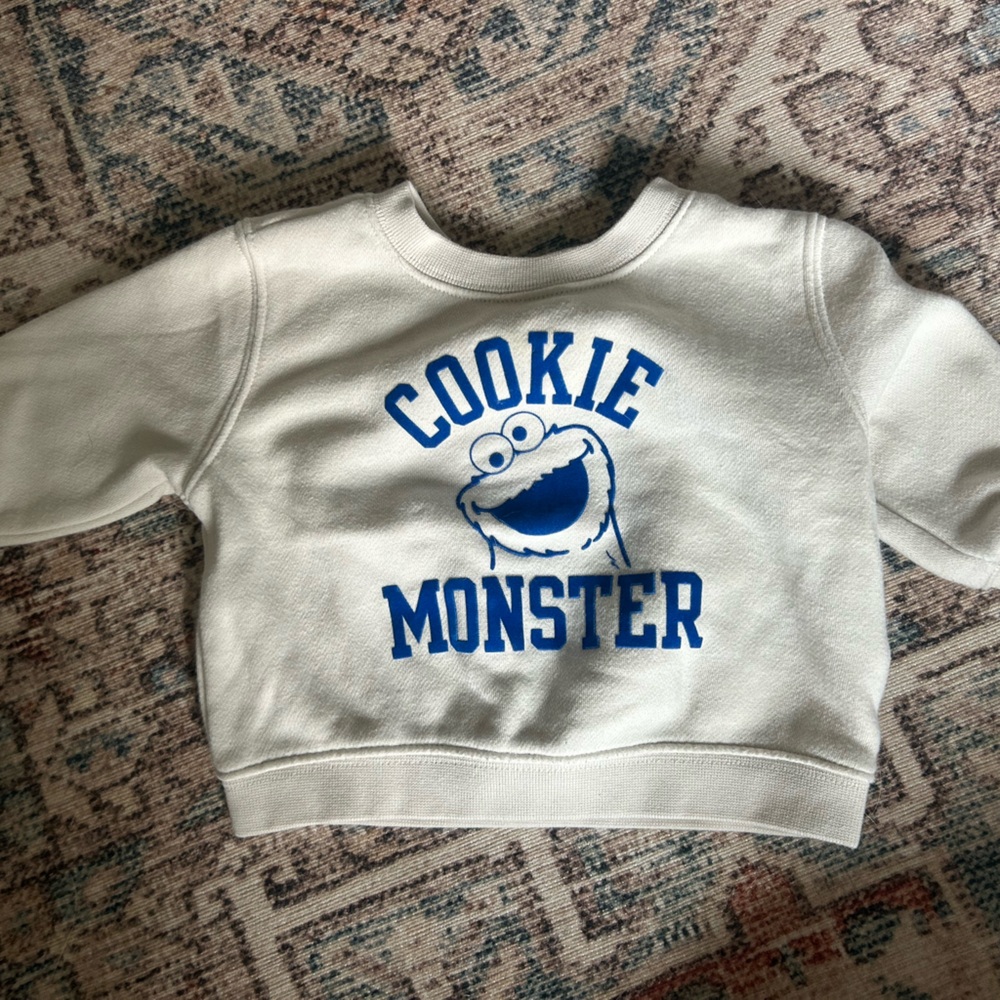 GAP Kids Cookie Monster Sweatshirt - Cream and Blue